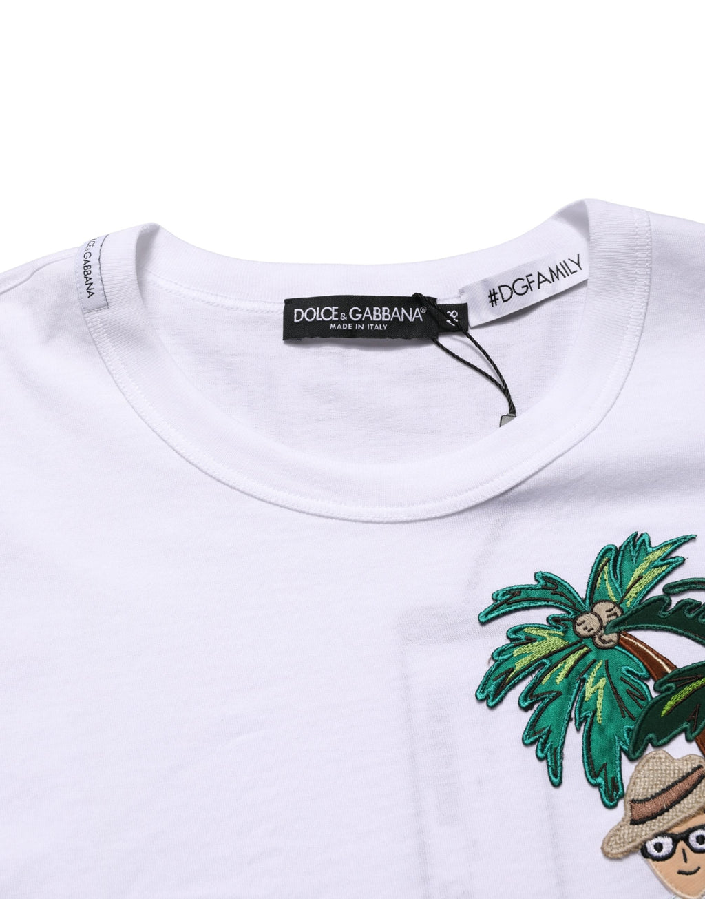 White Palm Embroidered Men Crew Neck T-shirt