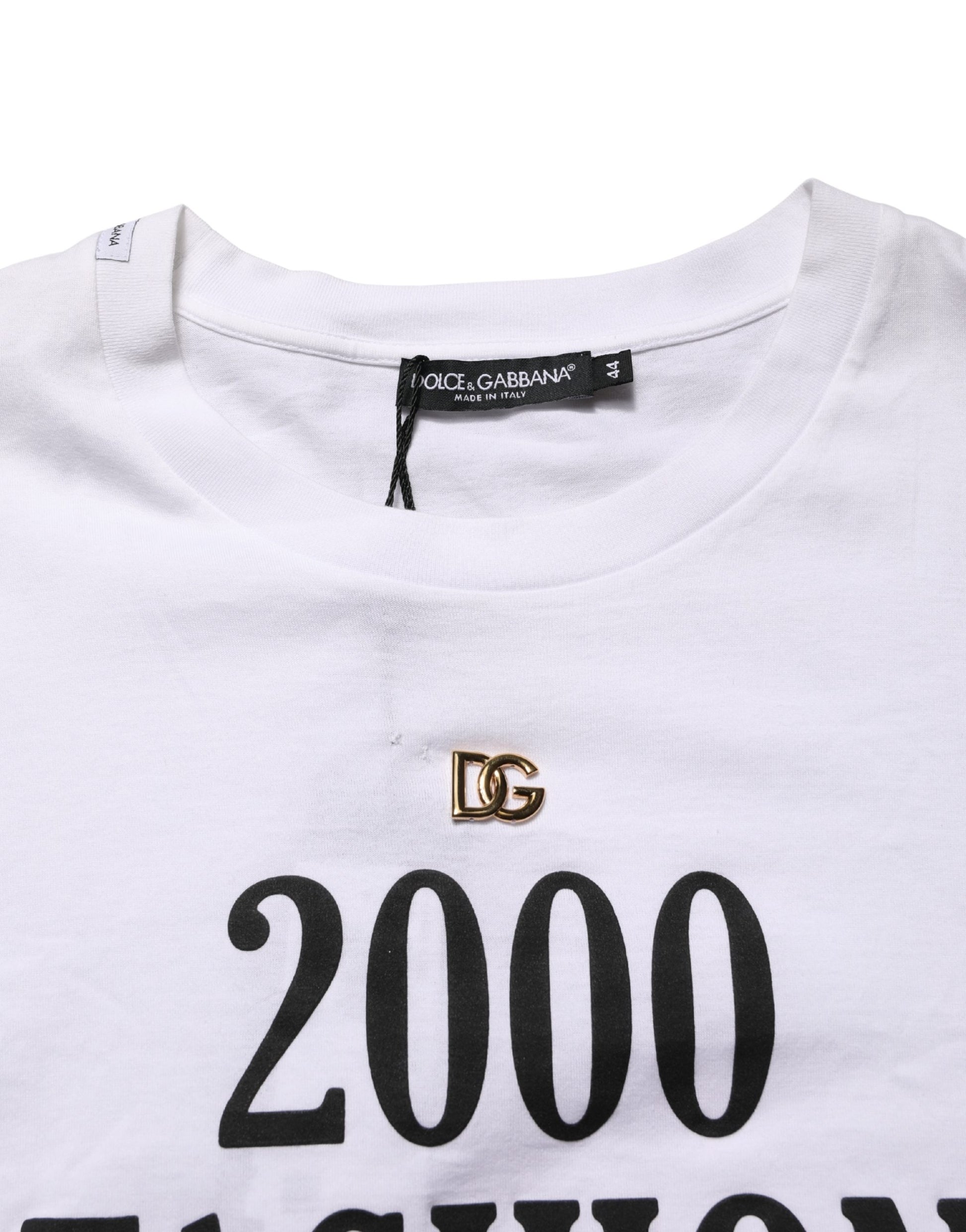 White Graphic Print DG Men Crew Neck T-shirt