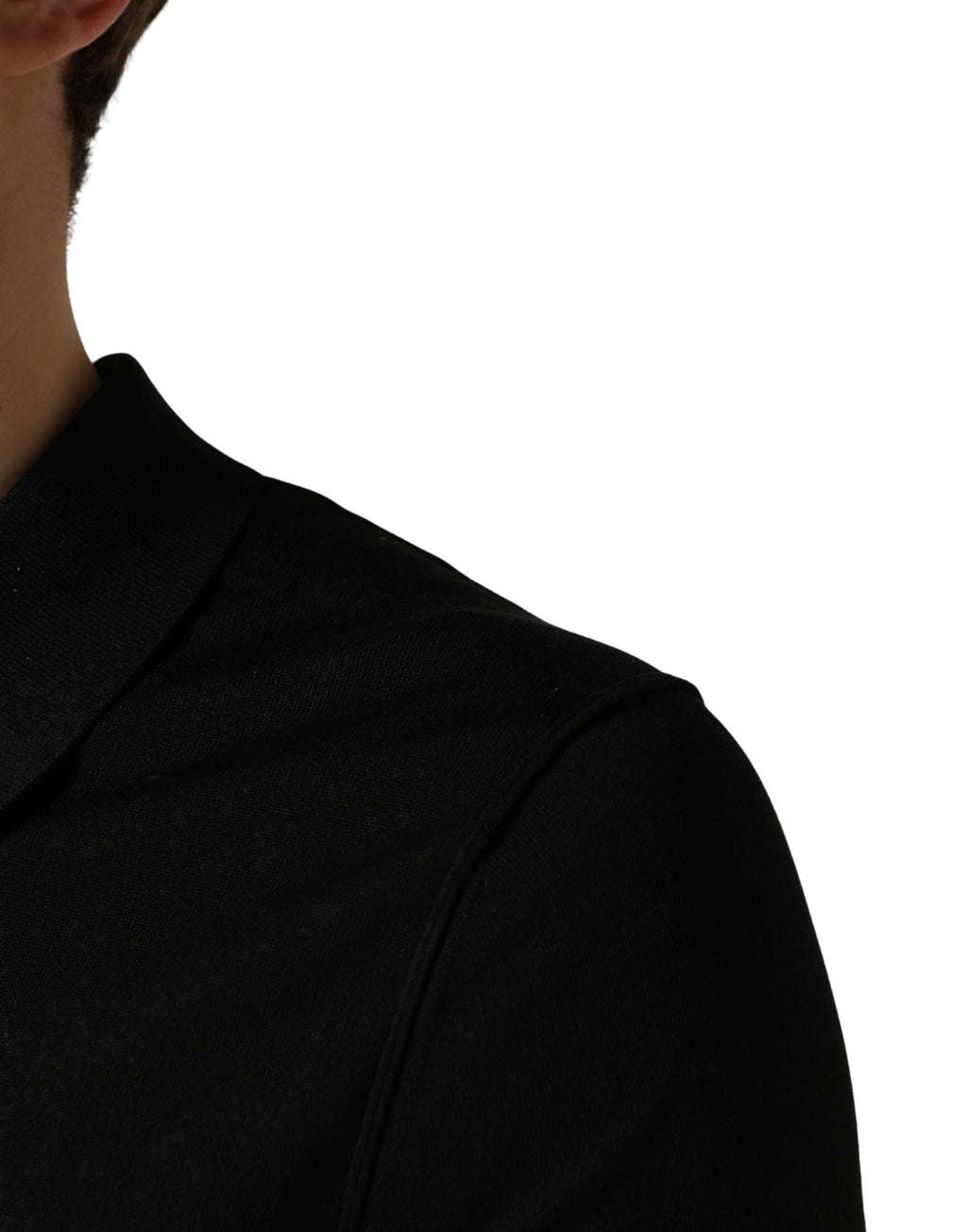 Black Wool Short Sleeves Men Polo  T-shirt