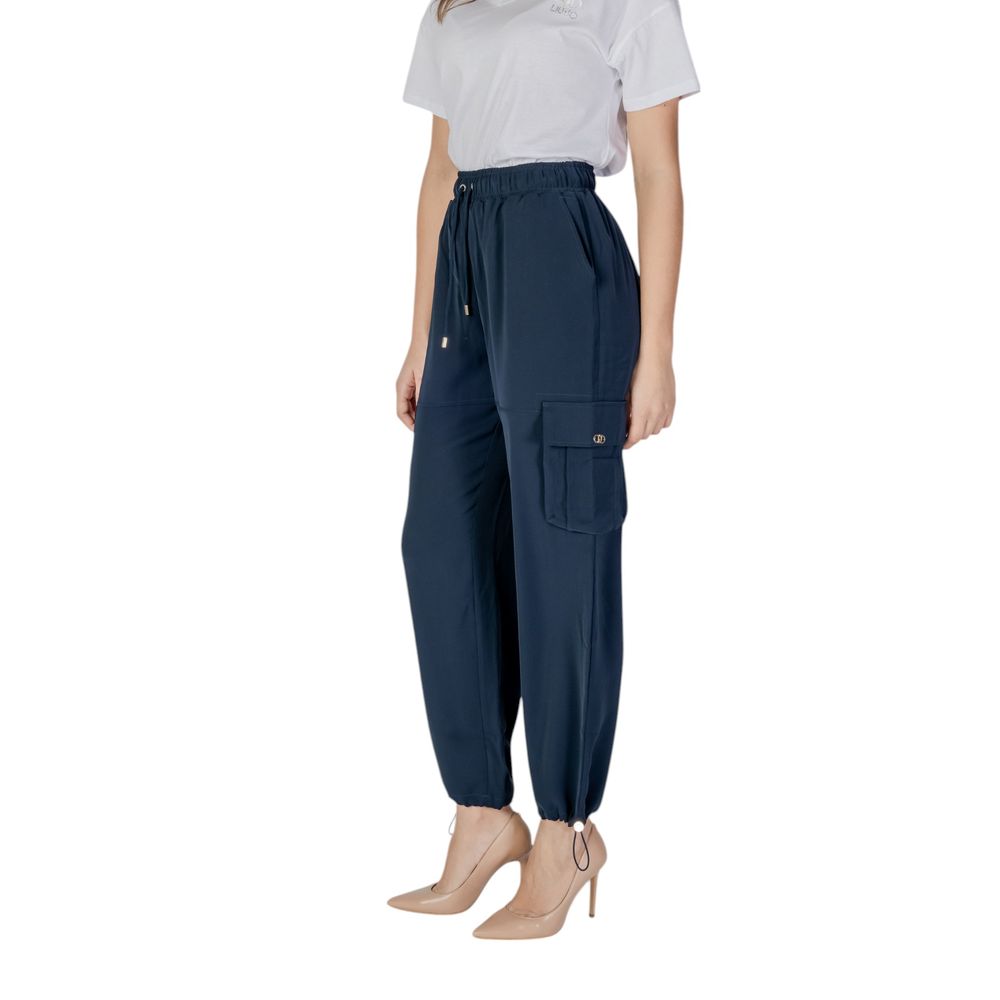 Blue Polyester Cargo Pants