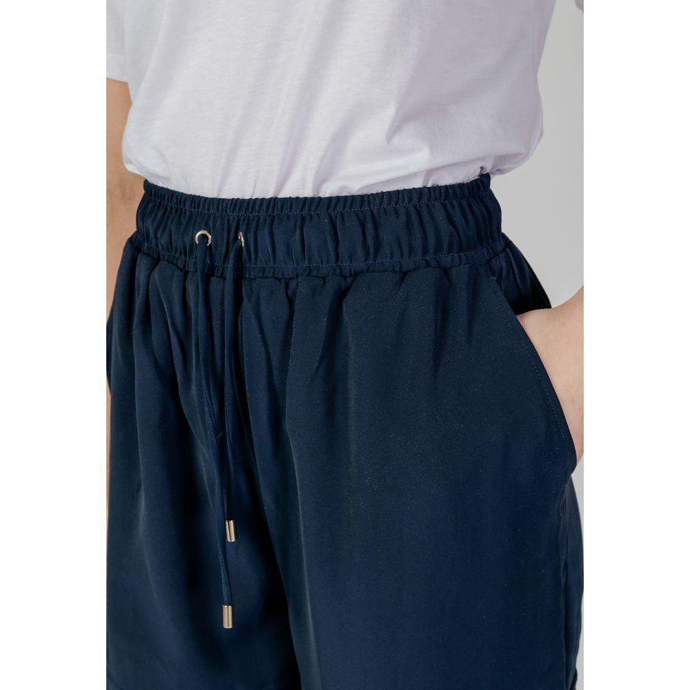 Blue Polyester Cargo Pants
