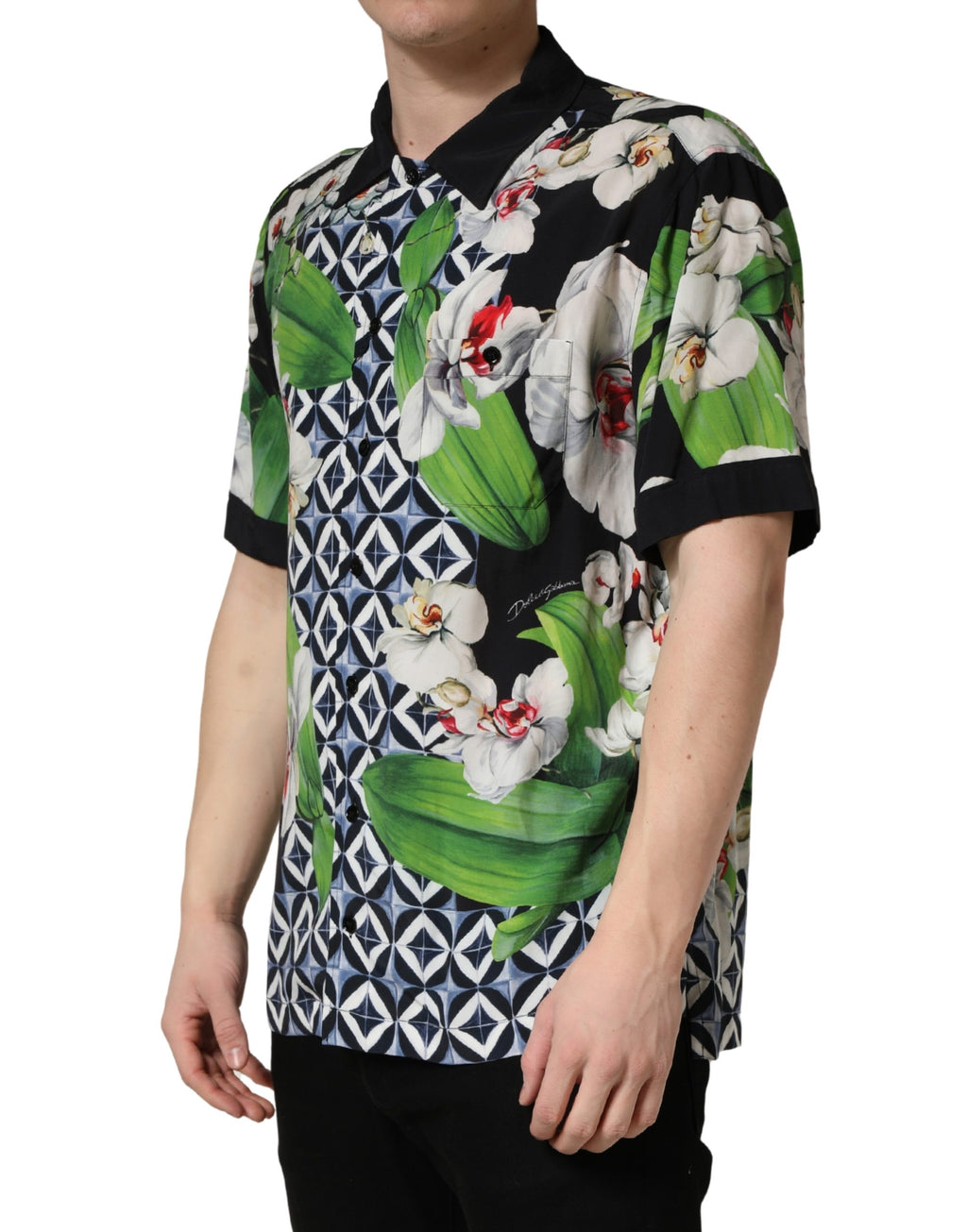 Multicolor Tropical Orchid Print Men Shirt