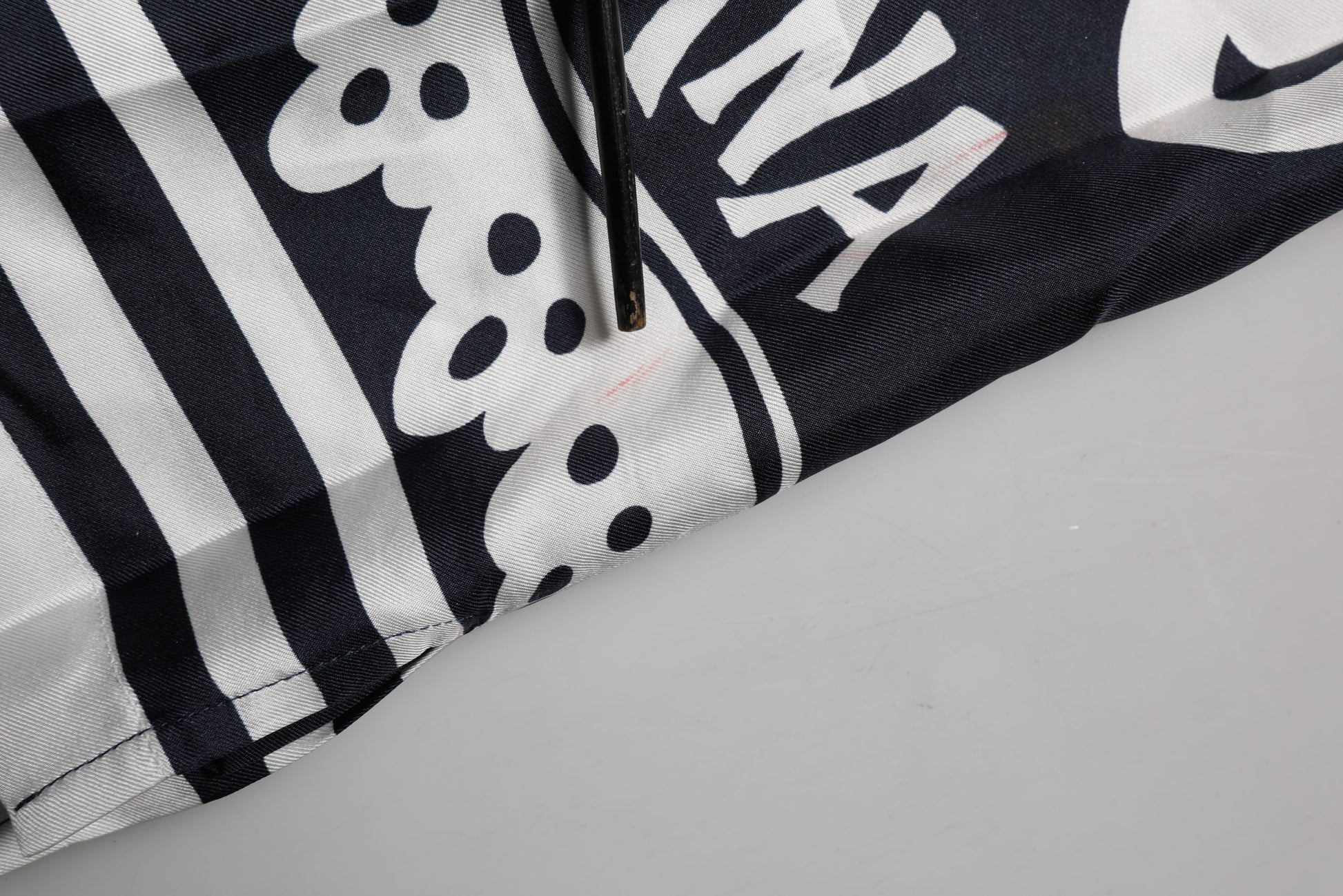 Black White Marina Print Silk Hawaii Shirt