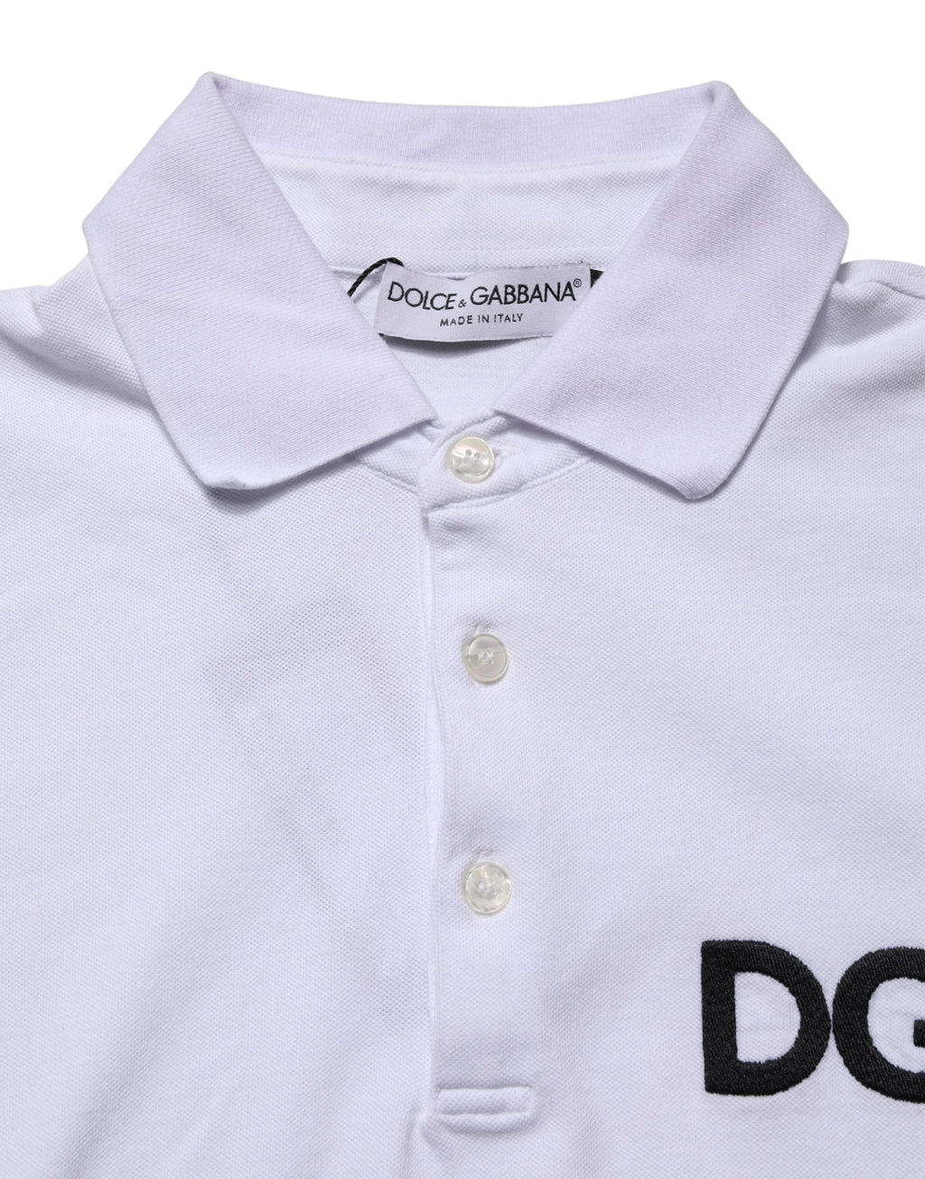 White Logo Embroidered Cotton Polo T-shirt