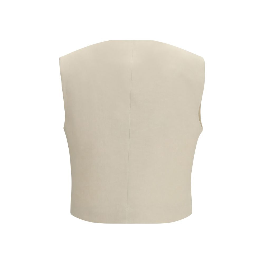 Beige Wool Sleeveless Jacket
