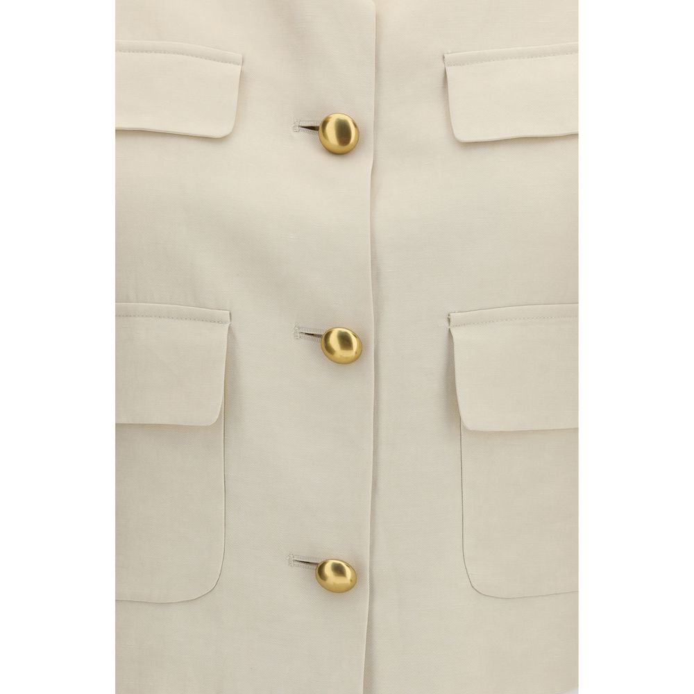 Beige Wool Sleveless Jacket