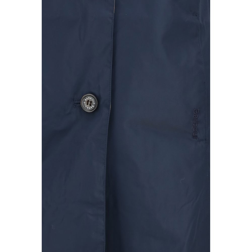 Blue Polyester Trench Coat