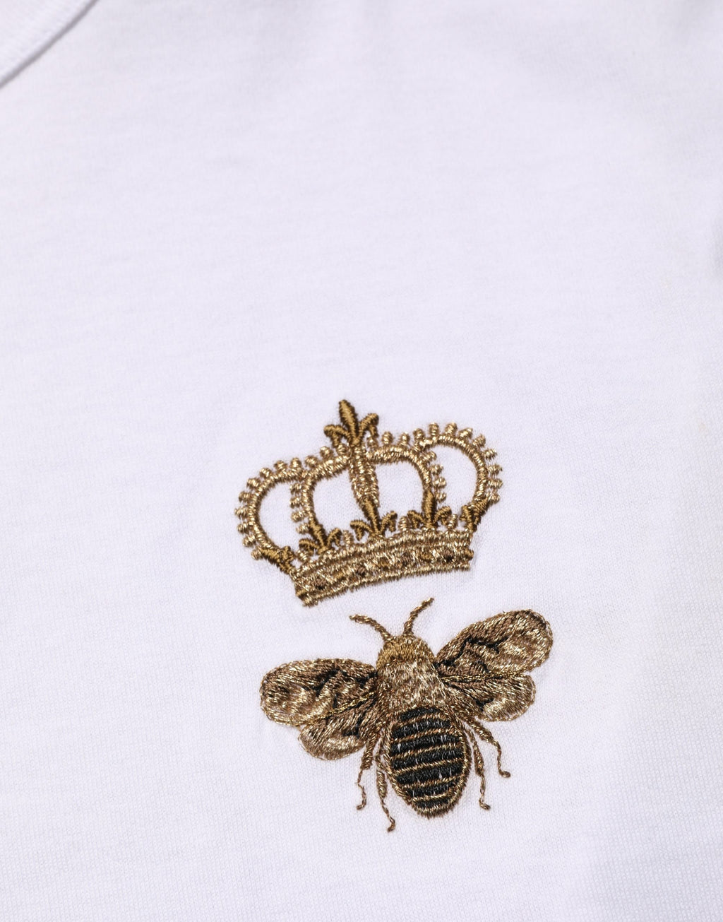 White Bee Crown Embroidery Cotton Men T-shirt