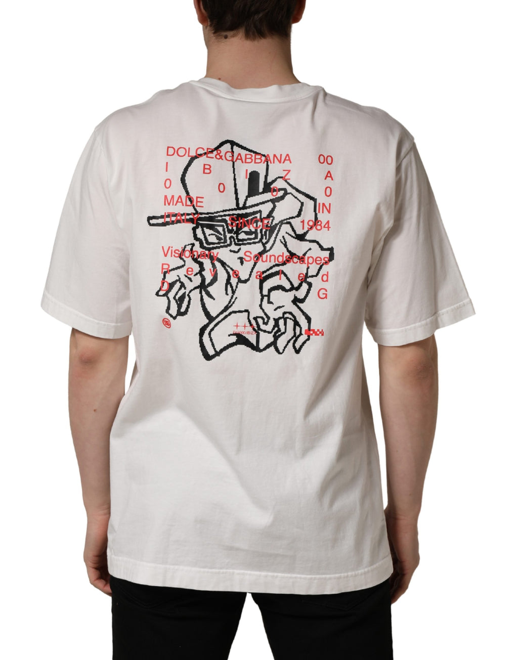 White Graphic Print Cotton Crew Neck  T-shirt