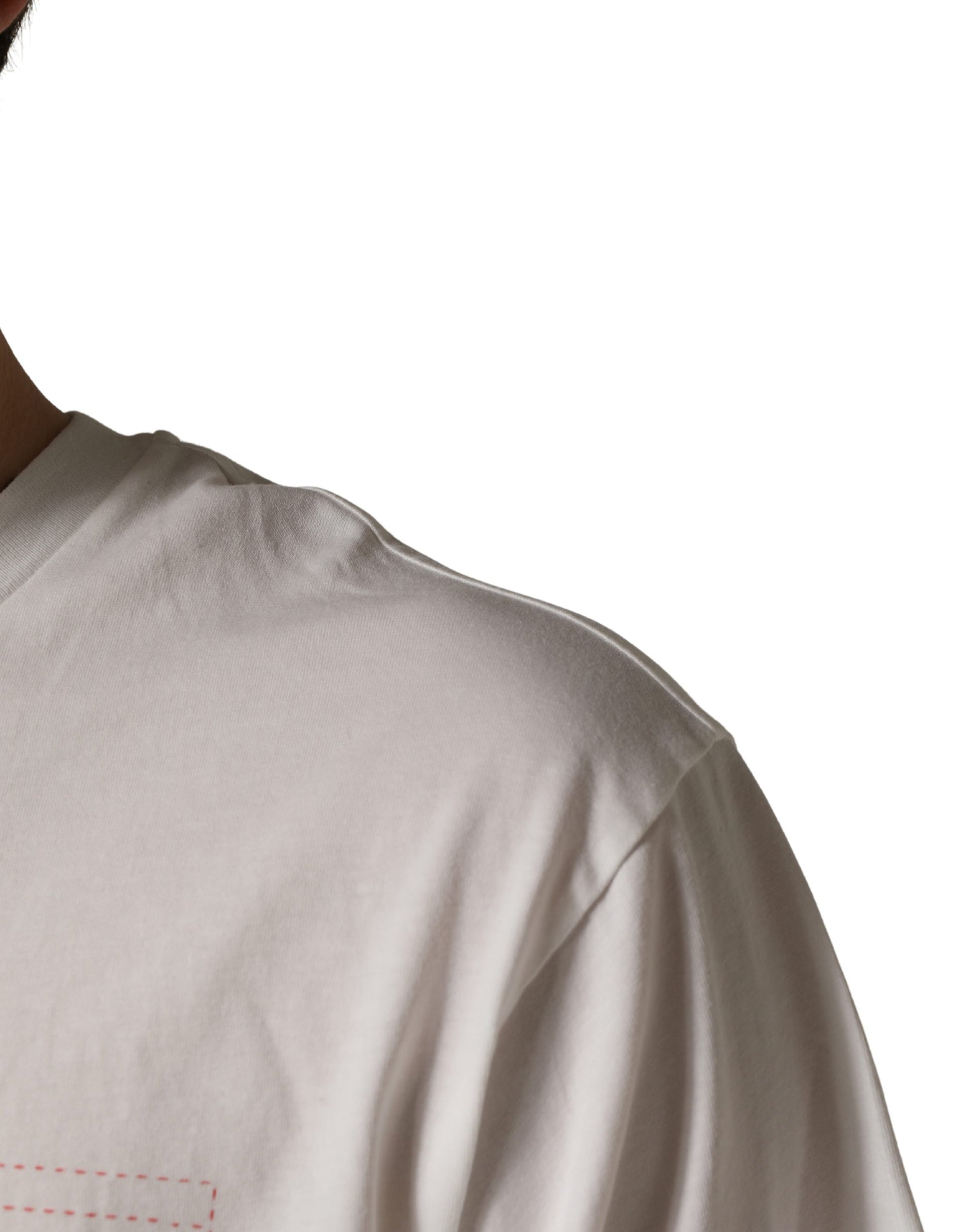 White Graphic Print Cotton Crew Neck  T-shirt