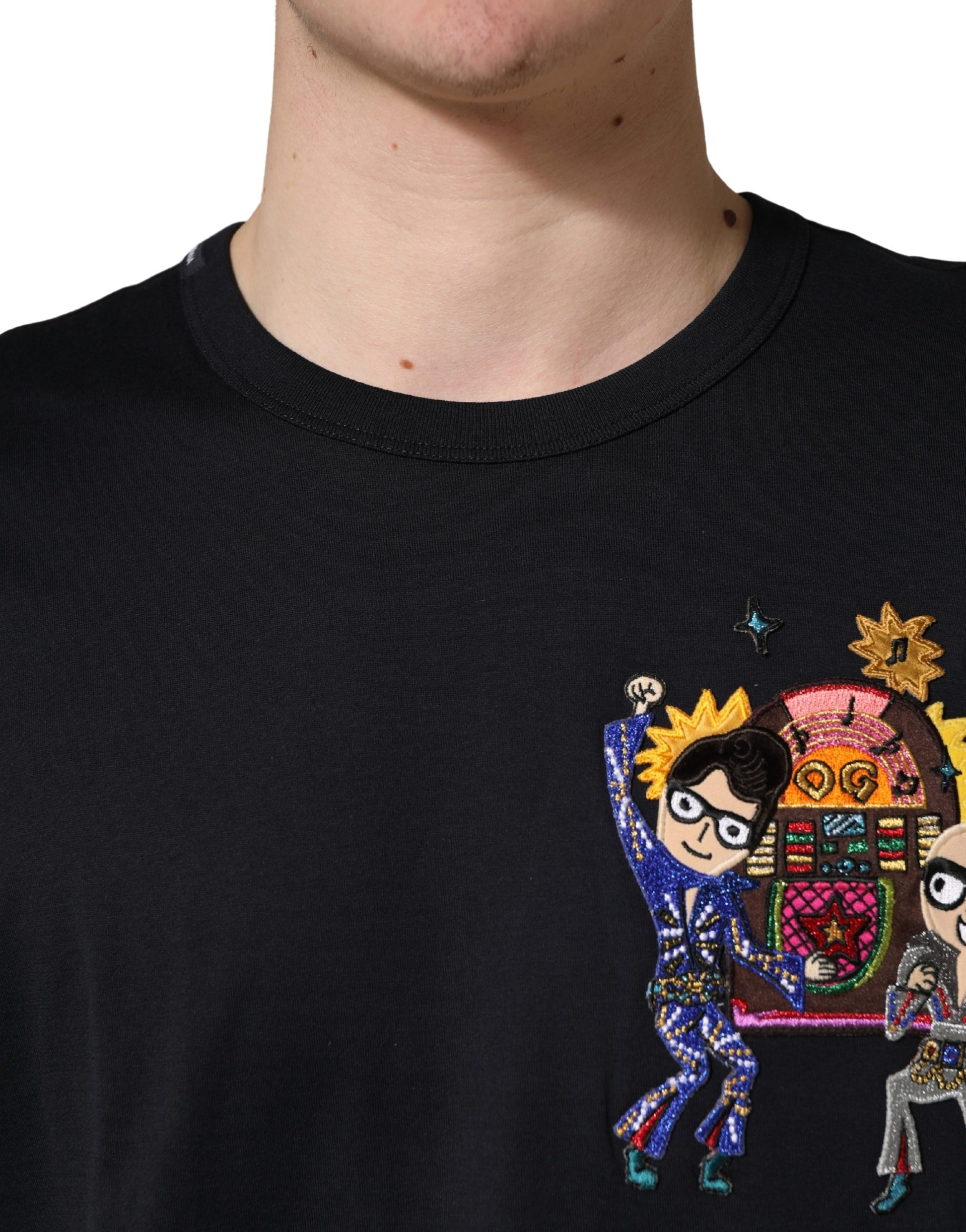 Black #DGFAMILY Patch Men Crew Neck T-shirt
