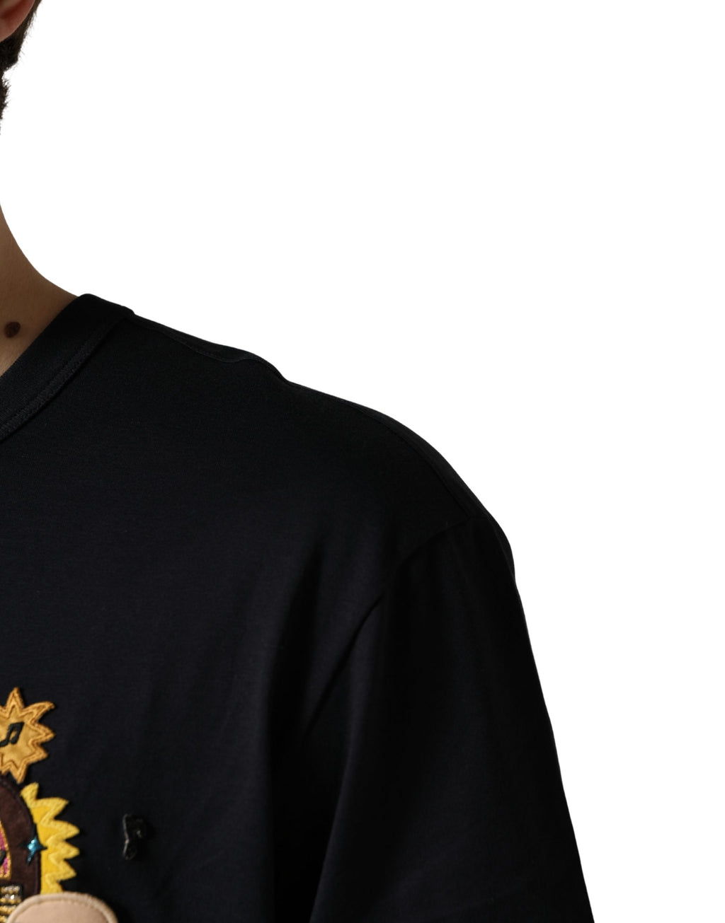 Black #DGFAMILY Patch Men Crew Neck T-shirt