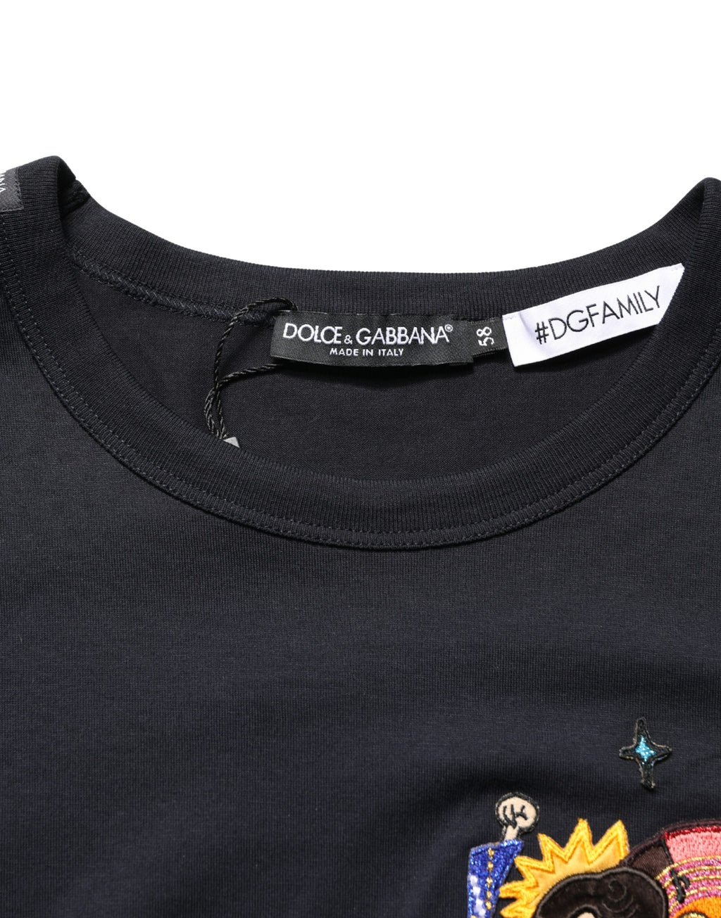 Black #DGFAMILY Patch Men Crew Neck T-shirt