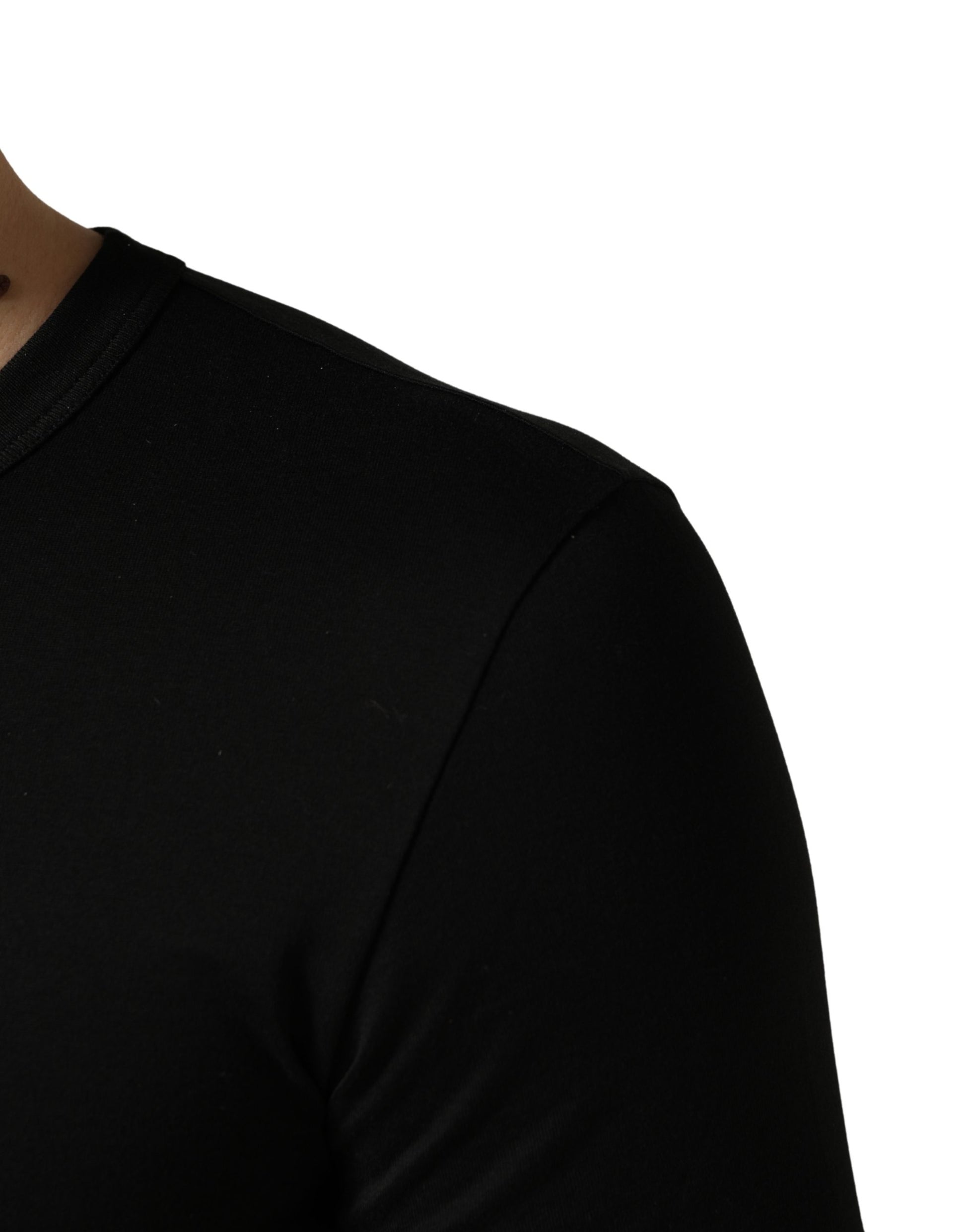 Black Crown Embroidery Men Crew Neck  T-shirt