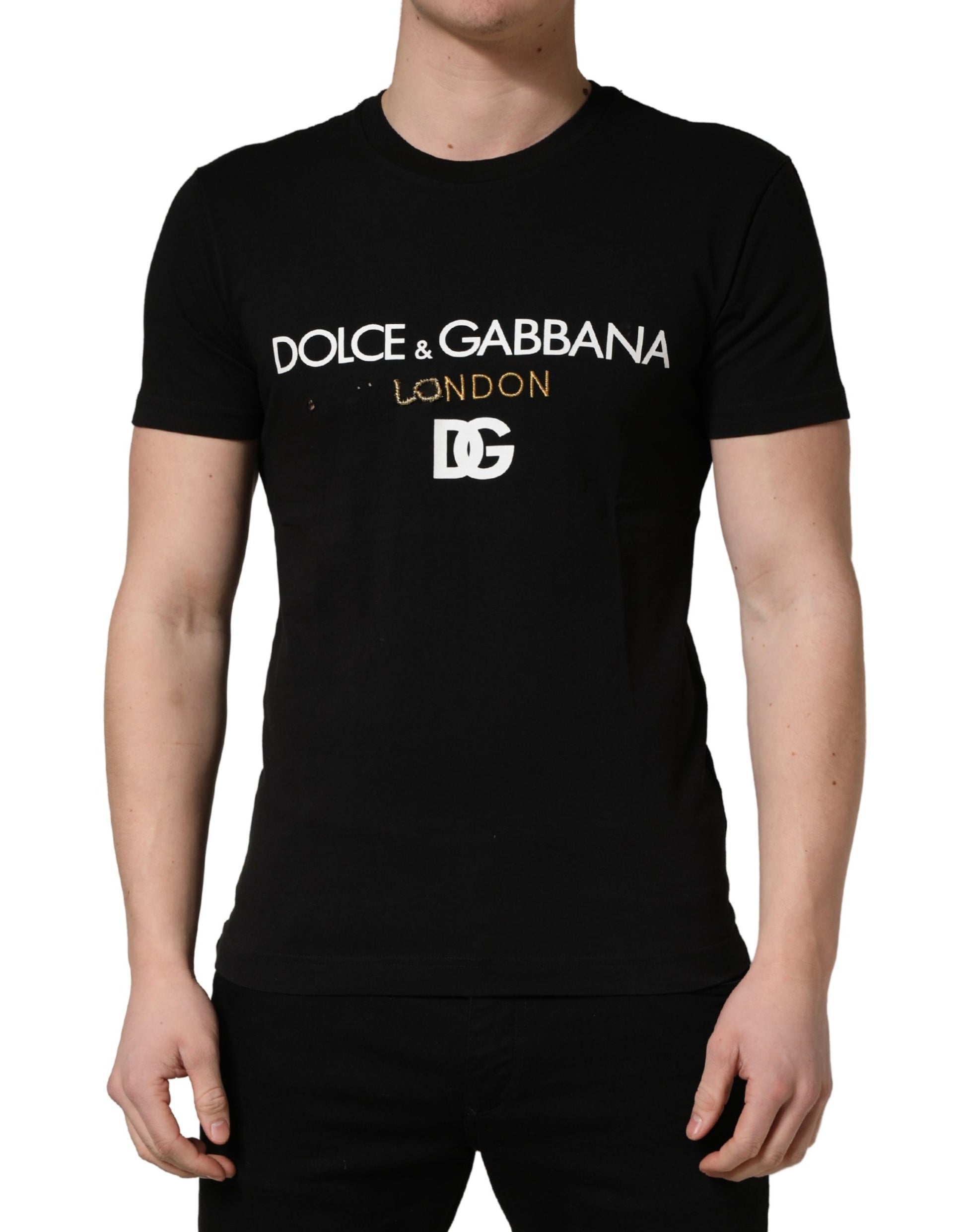 Black DG London Cotton Men Crew Neck  T-shirt