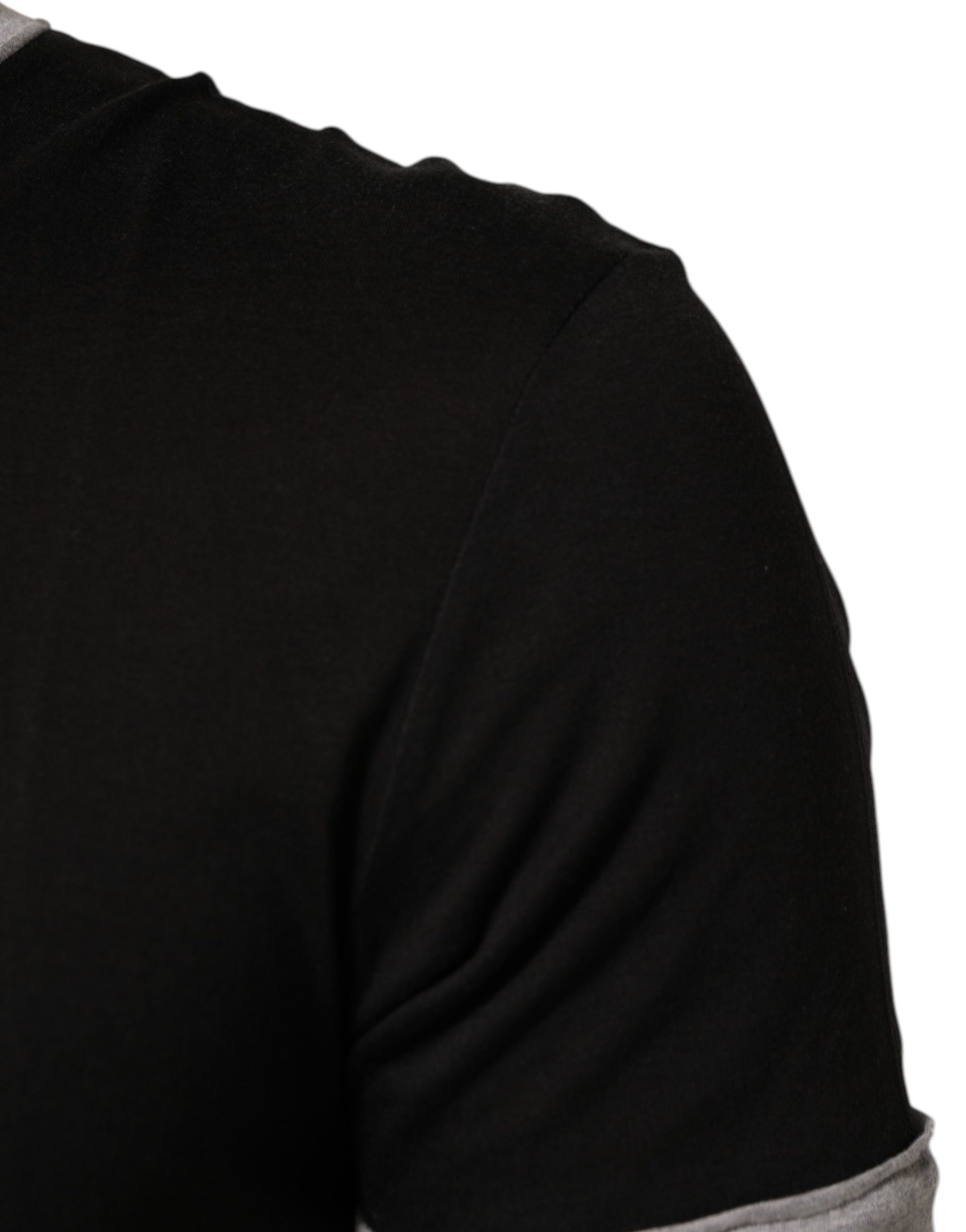 Black Two Tone DG Logo Print Cotton  T-shirt
