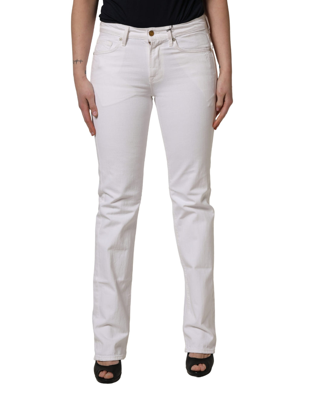 White Mid Waisted Skinny Denim Trouser Jeans