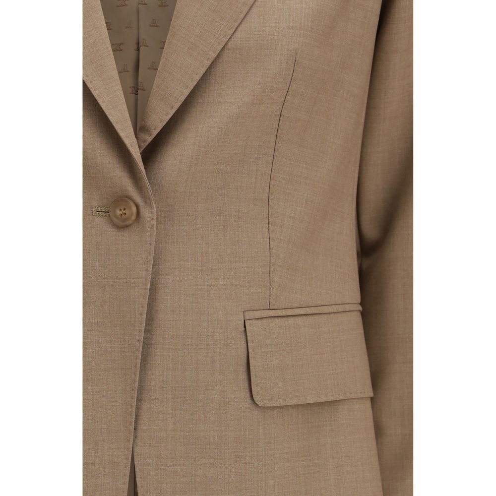 Beige Fleece Wool Blazer