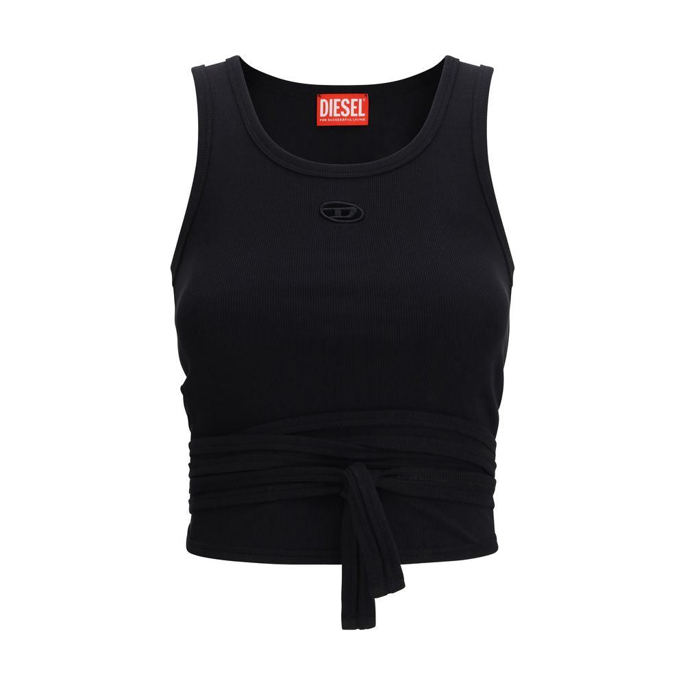 Black Cotton Sleeveles T-Shirt