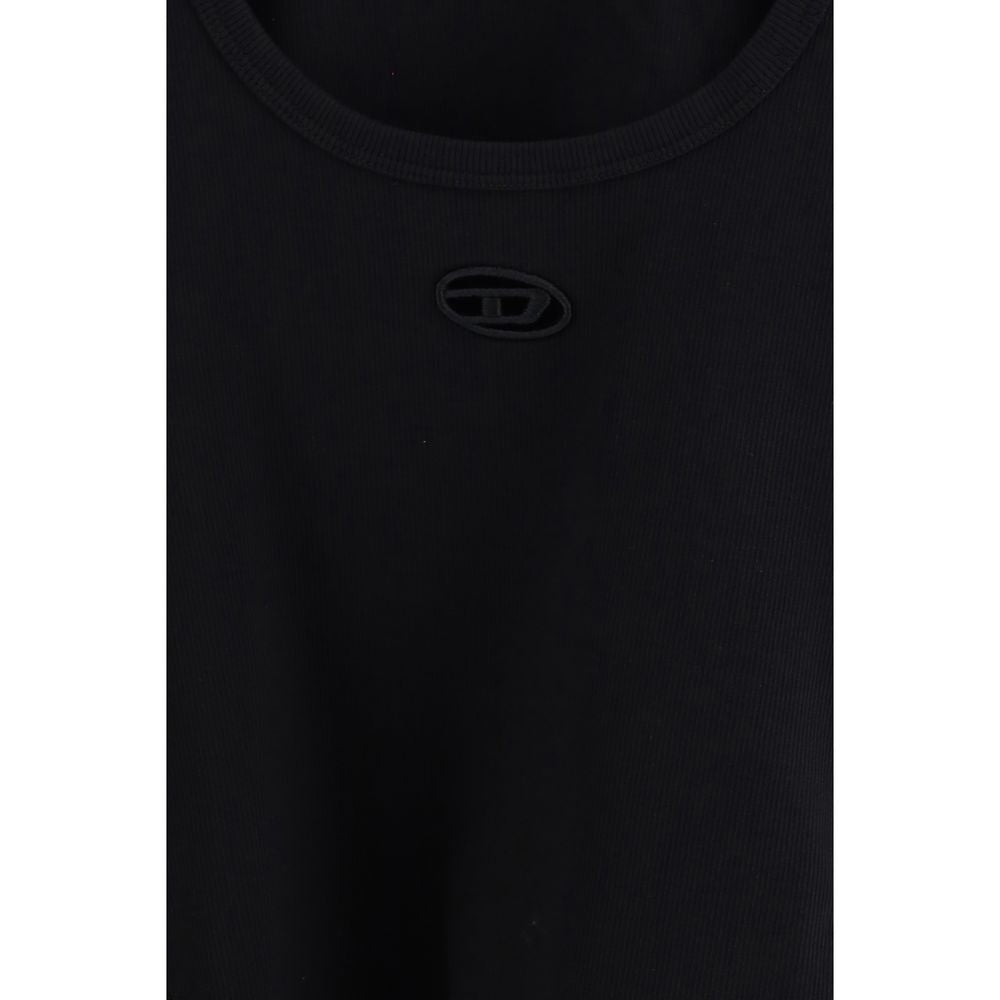 Black Cotton Sleeveles T-Shirt