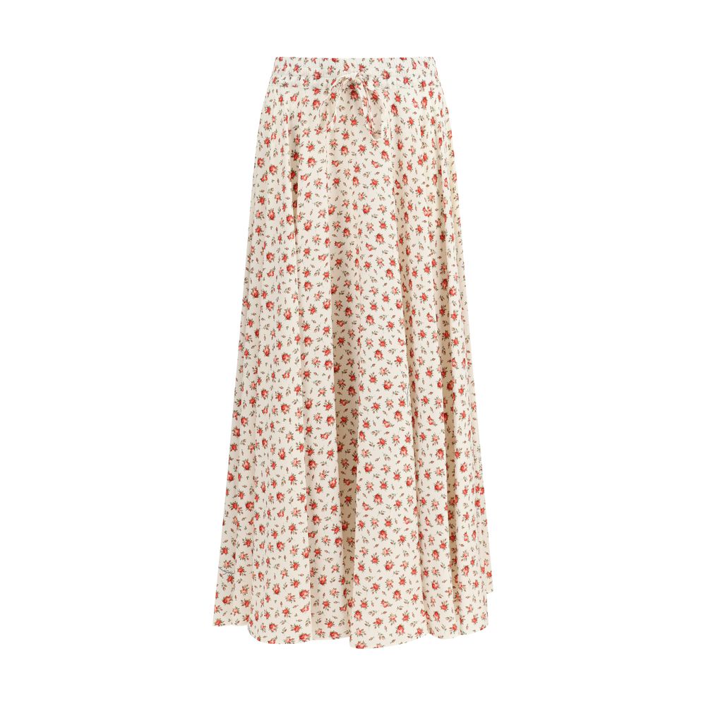 Multicolor Silk Midi Skirt