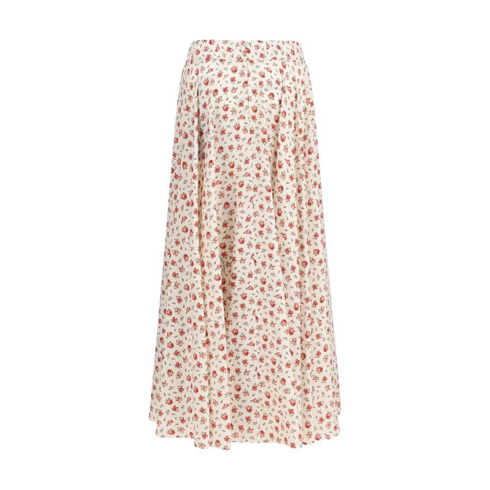 Multicolor Silk Midi Skirt