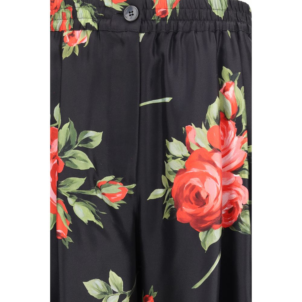 Multicolor Silk Casual Pants