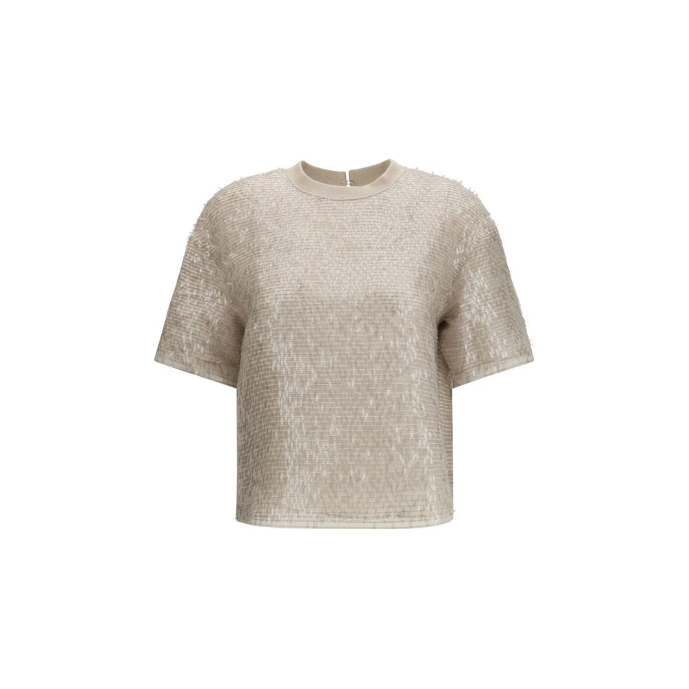 Beige Silk T-Shirt