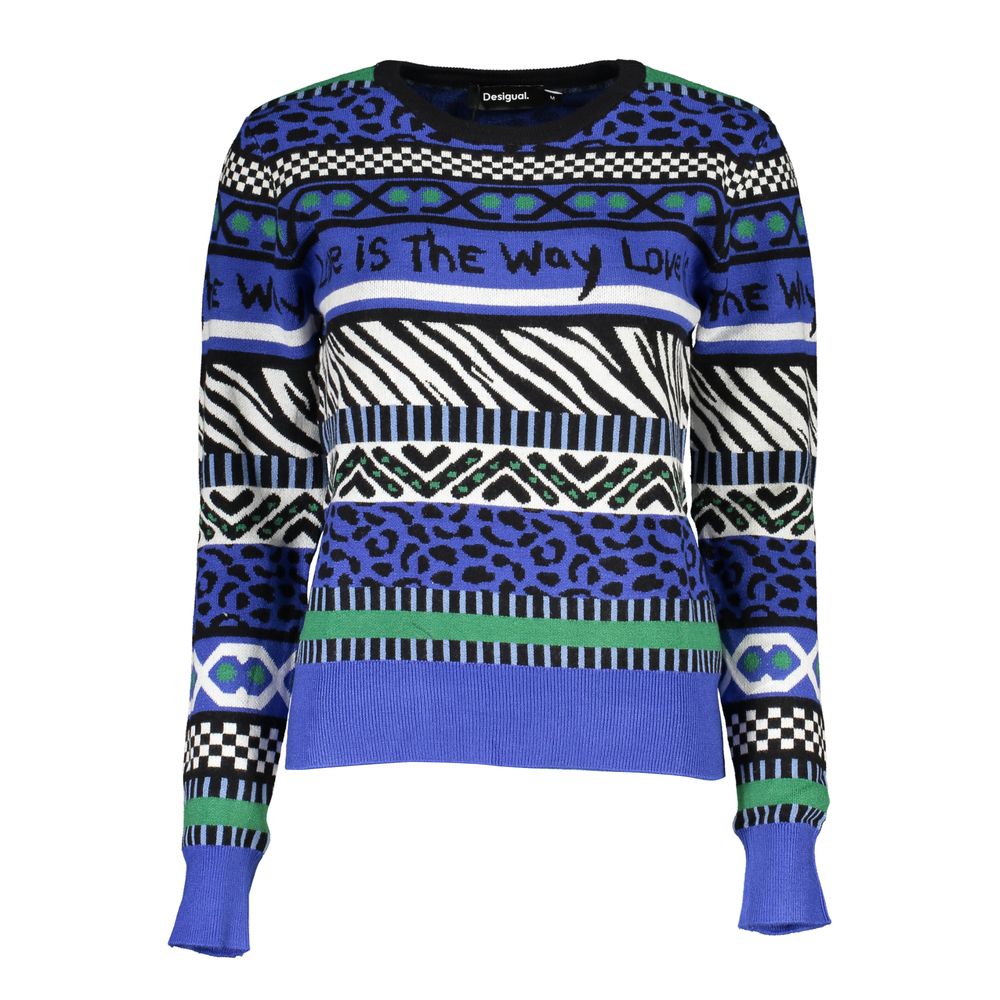 Blue Viscose Women Sweater
