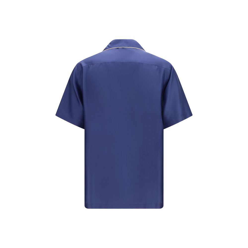 Blue Silk Shortsleeve Shirt
