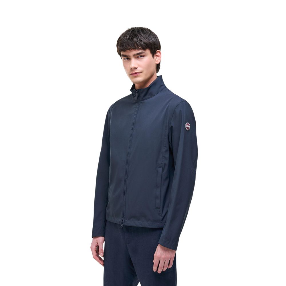 Blue Polyester Full-Length Jacket