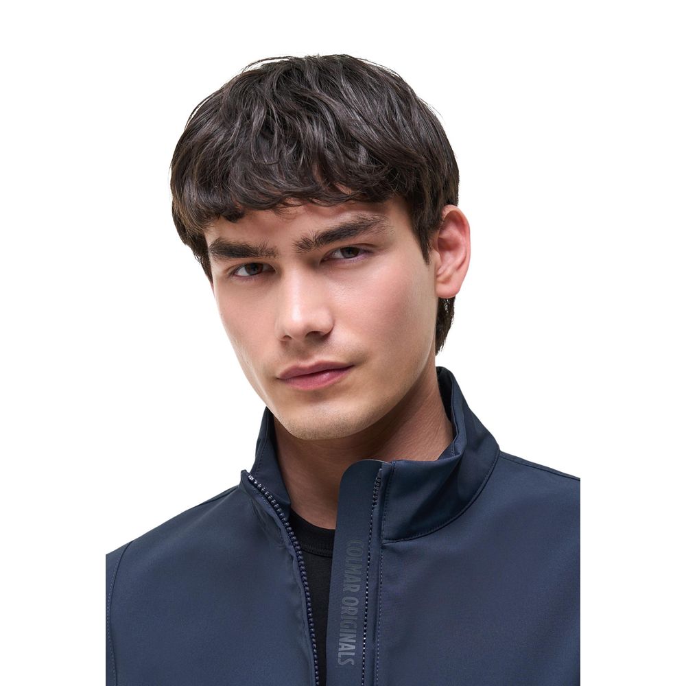 Blue Polyester Full-Length Jacket