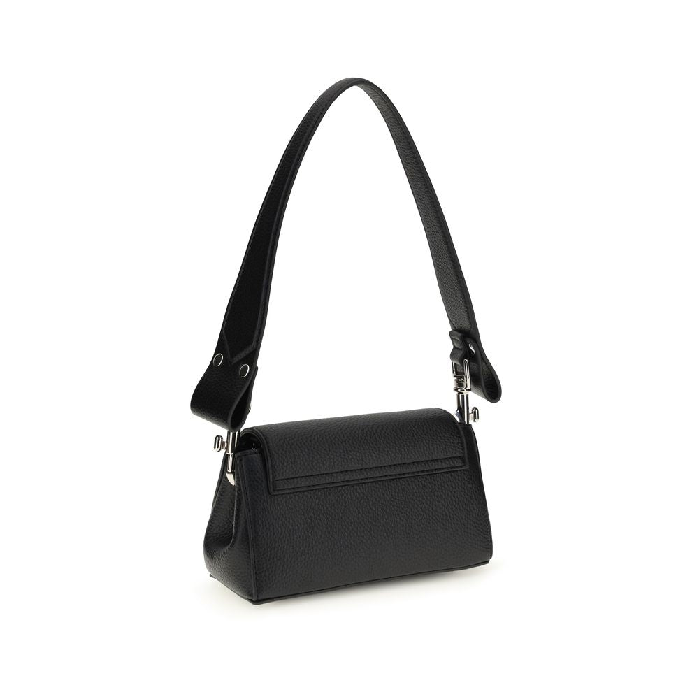 Black Polyurethane Shoulder Bag