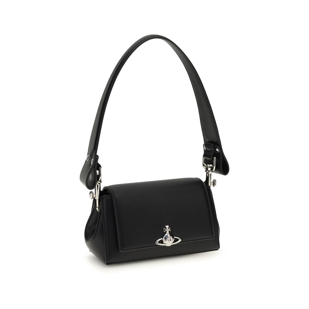 Black Polyurethane Shoulder Bag