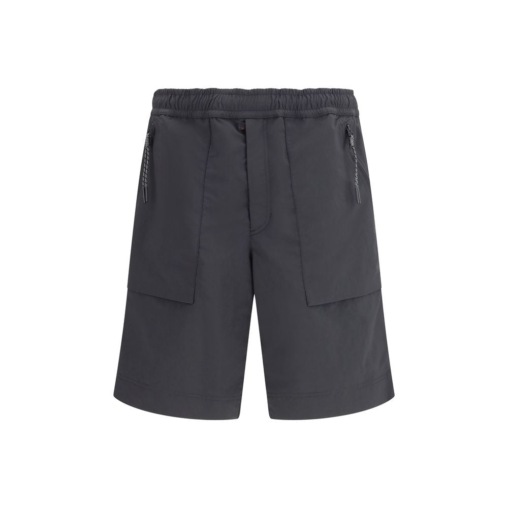 Black Polyester Bermuda Shorts