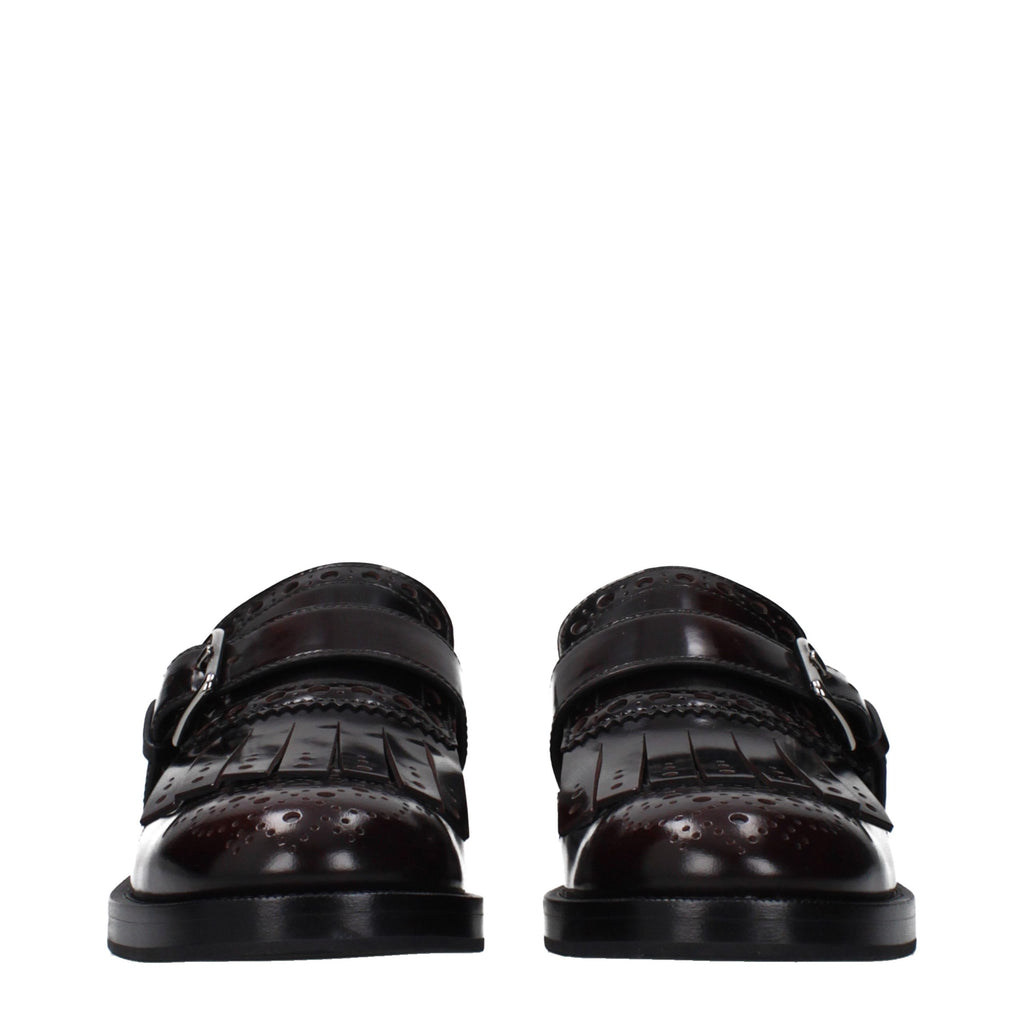 Red Leather Slip-On Loafers