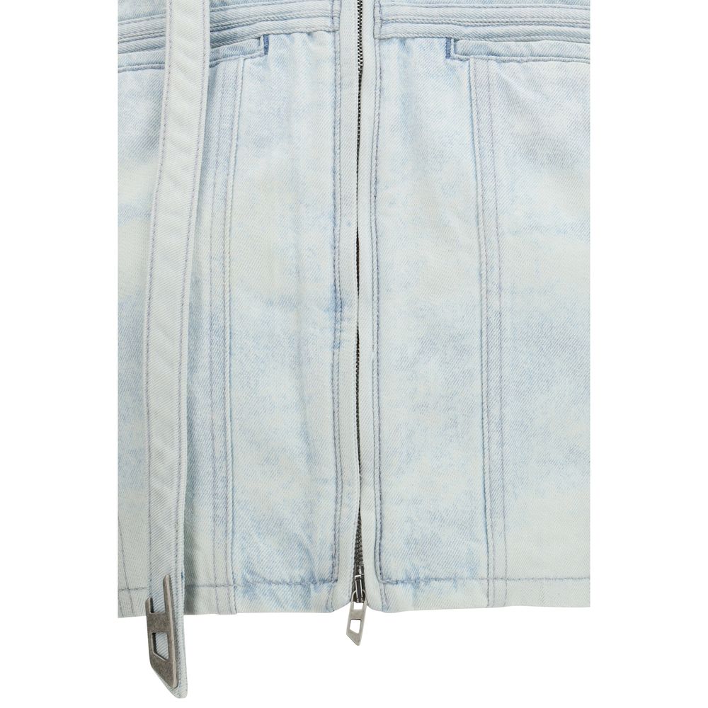 Blue Cotton Biker Jacket