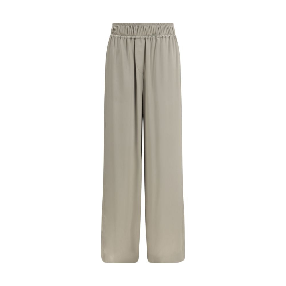 Bicolor Silk Casual Pants