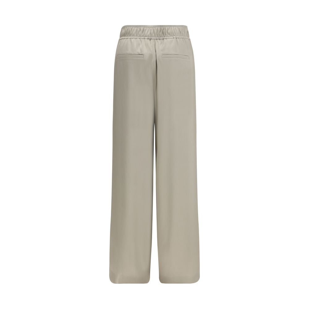 Bicolor Silk Casual Pants