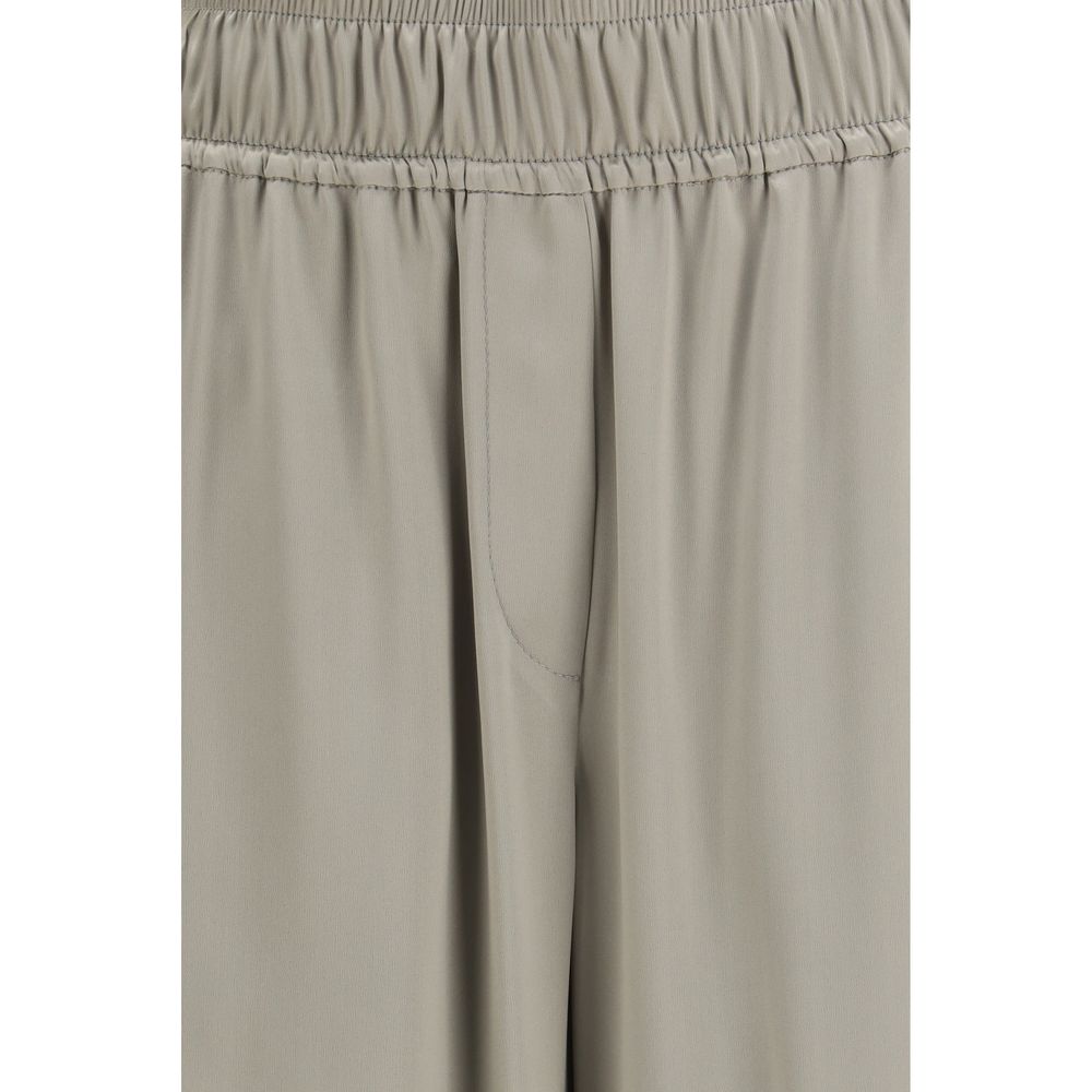 Bicolor Silk Casual Pants