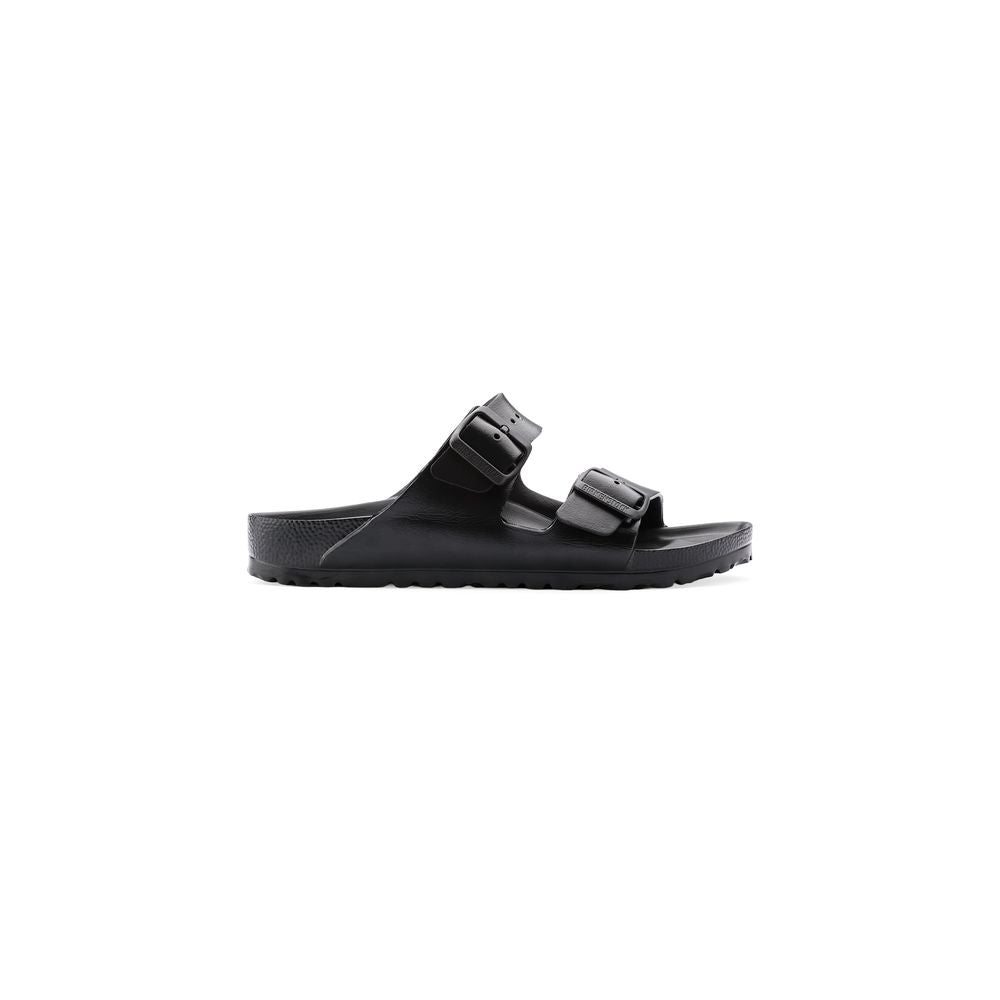 Black Polyester Flat Sandals