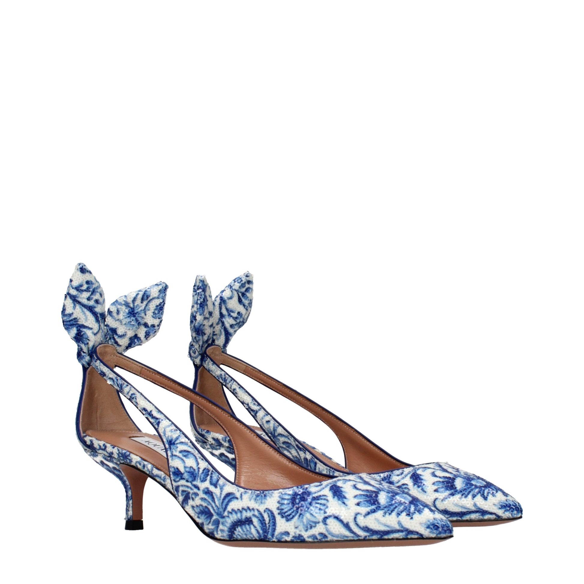 Blue Paillettes High Heel Pumps