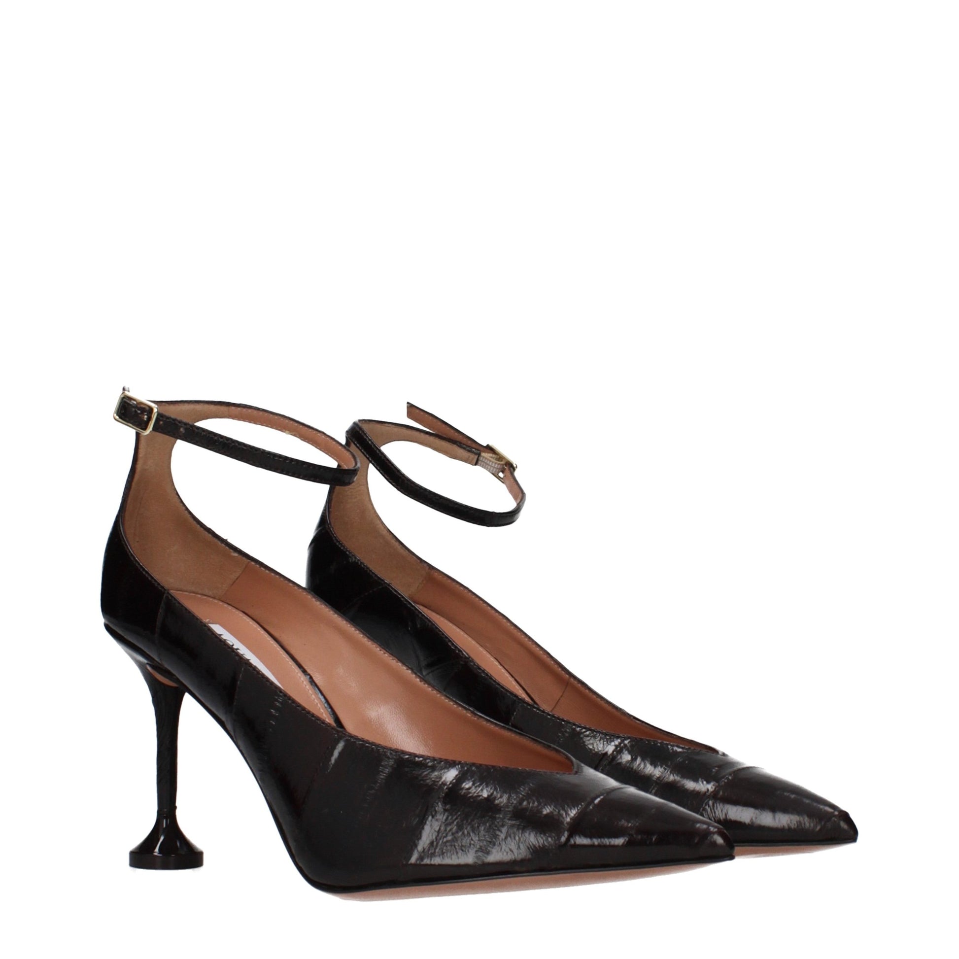 Brown Leather High Heel Pumps