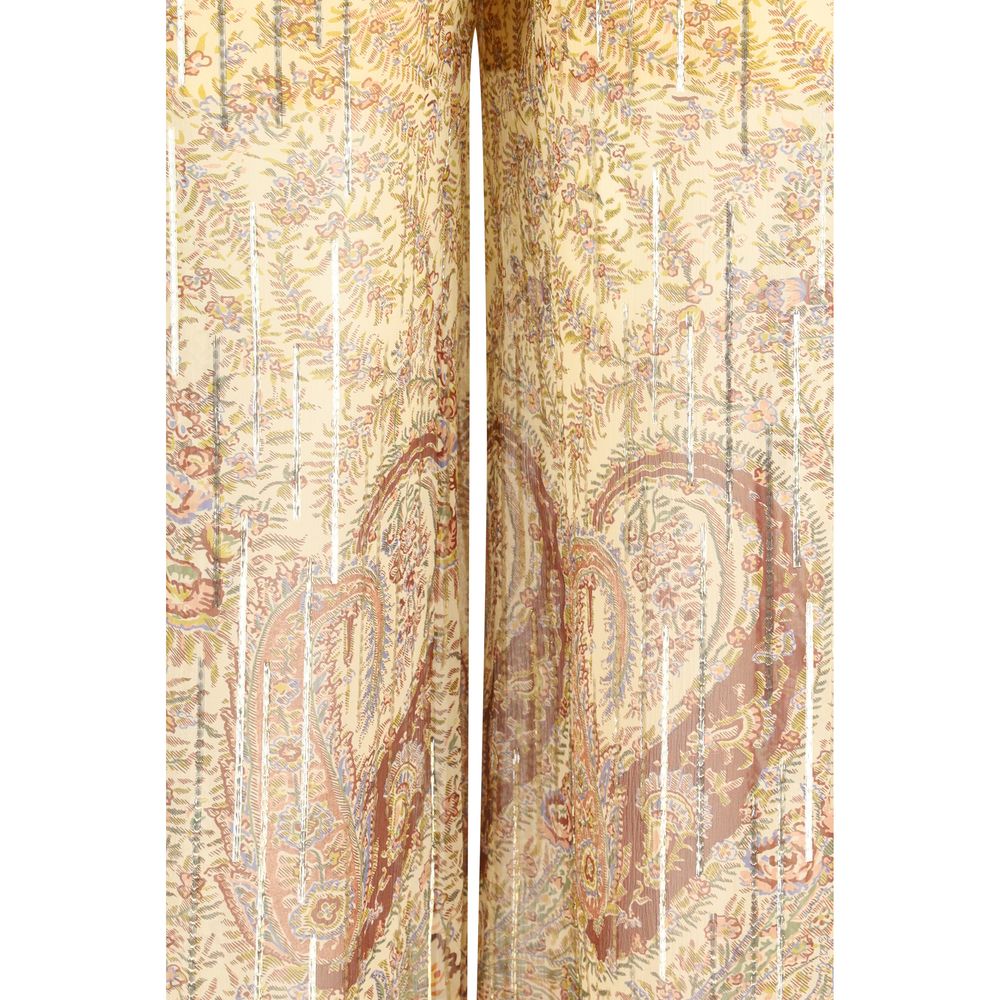 Multicolor Silk Casual Pants