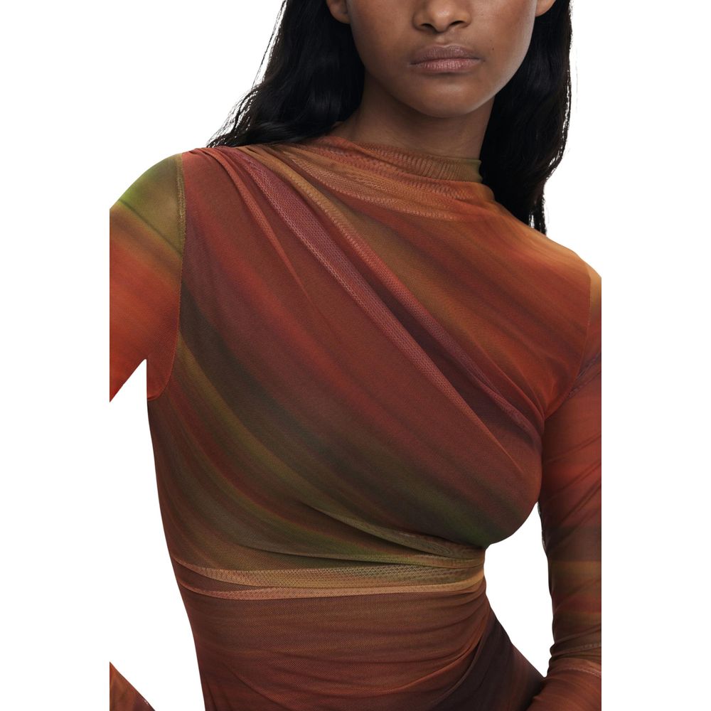 Orange Polyester Short Dress