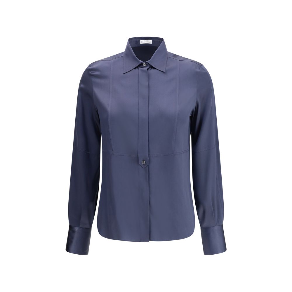 Blue Silk Blouse