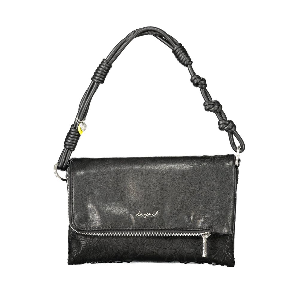 Black Polyurethane Women Handbag