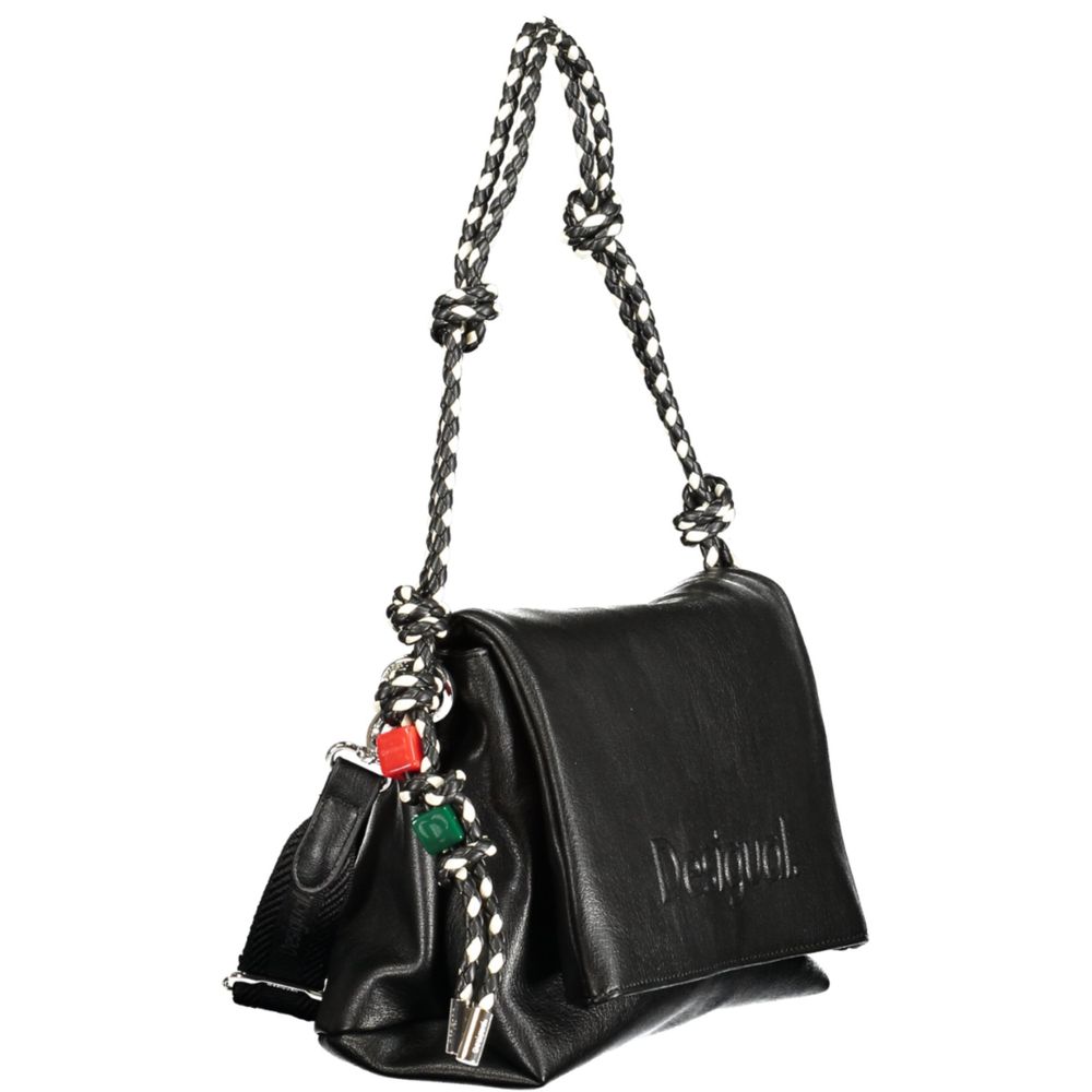 Black Polyurethane Women Handbag