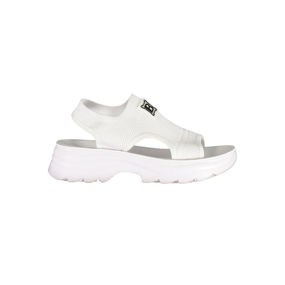 White Polyester Platform Sandals