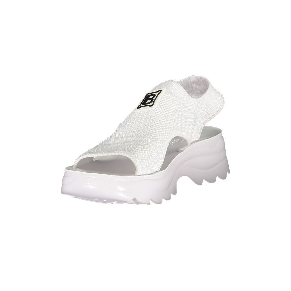 White Polyester Platform Sandals